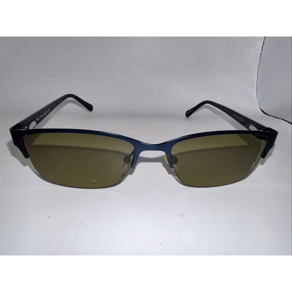 Phoebe P285 NAV Eyeglasses Frames Navy Blue Semi Rimless Rhinestone 54-17-135